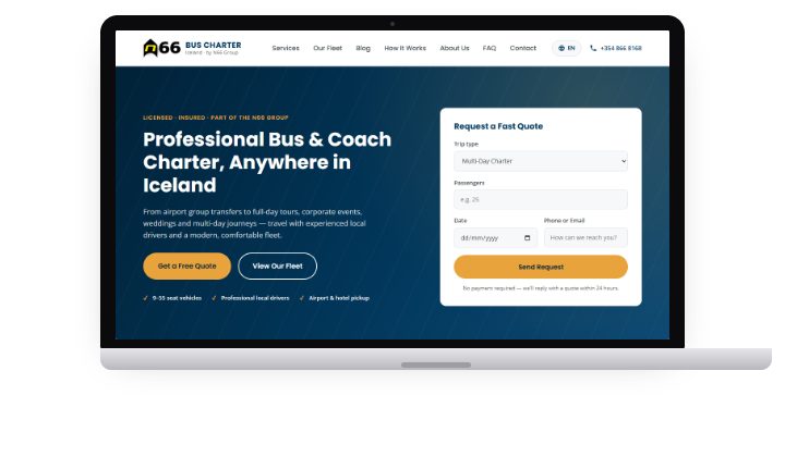 Charterbus Iceland website